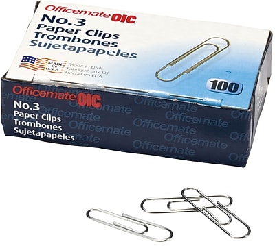 OIC 3 Size Paper Clips Smooth