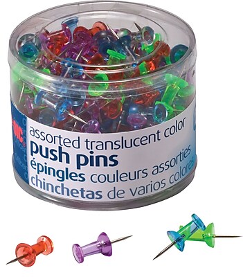 OIC Translucent Push Pins 200 Tub