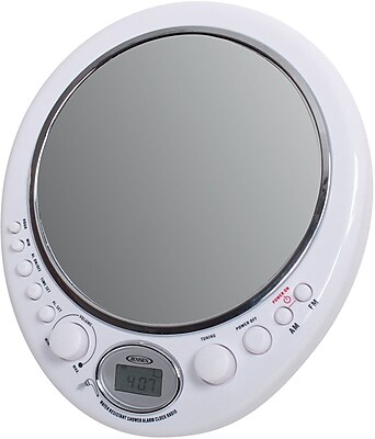 AM FM Alarm Clock Shower Radio with Fog Resistant Mirror