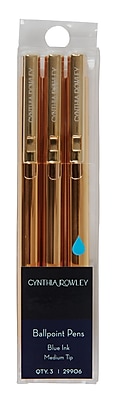 Cynthia Rowley Ballpoint Retractable Pens Gold 3 Pack 29906