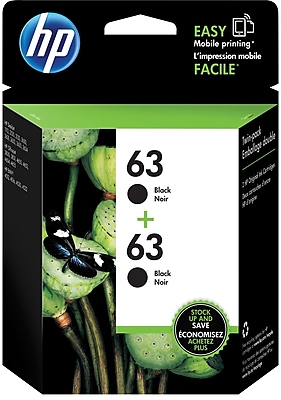 HP 63 Black Ink Cartridges T0A53AN 140 2 Pack