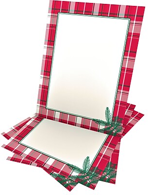 Gartner Studios Red Plaid Stationery 8.5 x 11 25 Pack 79854