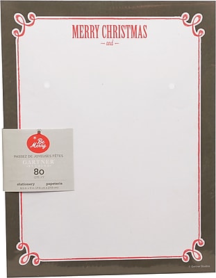 Gartner Studios Chalk Merry Christmas Stationery 8.5 x 11 80 Pack 18694