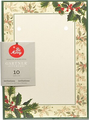 Gartner Studios Painterly Holly Invitations 5 x 7 10 Pack 64725