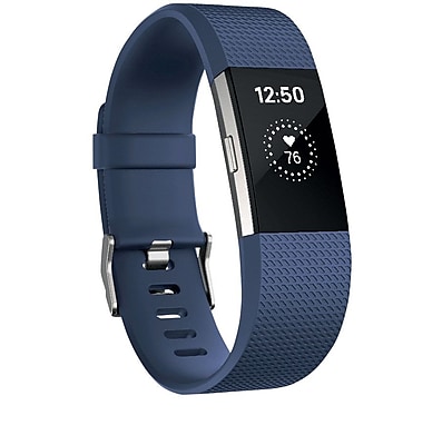 Fitbit Charge 2 Activity Tracker, Blue Silver, Large