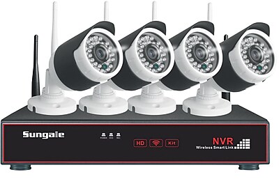 Sungale SG WK204 4CH 720P Wireless Monitoring Kit Black White