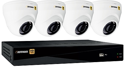 Defender HD 1080p 8 Channel 1TB DVR Security System and 4 Dome Cameras with Web and Mobile Viewing