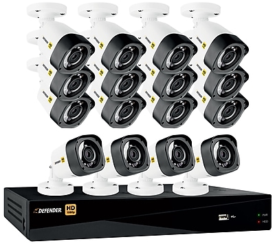 Defender HD 1080p 16 Channel 2TB DVR Security System and 16 Bullet Cameras with Web and Mobile Viewing