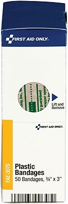 First Aid Only 3 4 x 3 Bandages Latex Free 50 Box FAE 3070