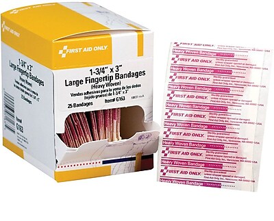 First Aid Only Fingertip Bandage Large Heavy Woven 25 Box G163