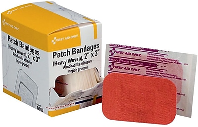 First Aid Only 2 x3 Heavy Woven Fabric Patch Bandages 25 Box G160