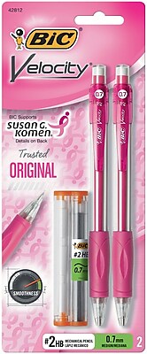 BIC Velocity Mechanical Pencil SGK 2 0.7 MM Pink Barrel 2 Pk MV7P21SGK