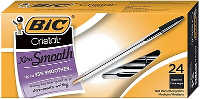 Bic Cristal Xtra Smooth Ballpoint Pen 1.0 mm Black Ink 24 Pk