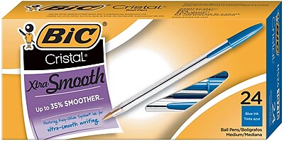 Bic Cristal Xtra Smooth Ballpoint Pen 1.0 mm Blue Ink 24 Pk