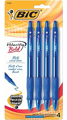 BIC Velocity Retractable Ballpoint Pens 1.6mm Blue 4 Pack VLGBP41 BLU