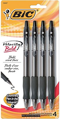 BIC Velocity Retractable Ballpoint Pens Bold Point 1.6mm Black 4 Pack VLGBP41 BLK