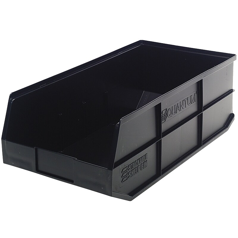 Quantum Storage Systems Large Stackable Plastic Bin, 7" x 11" x 20.5", Black, 6/Case (SSB485BKCS)