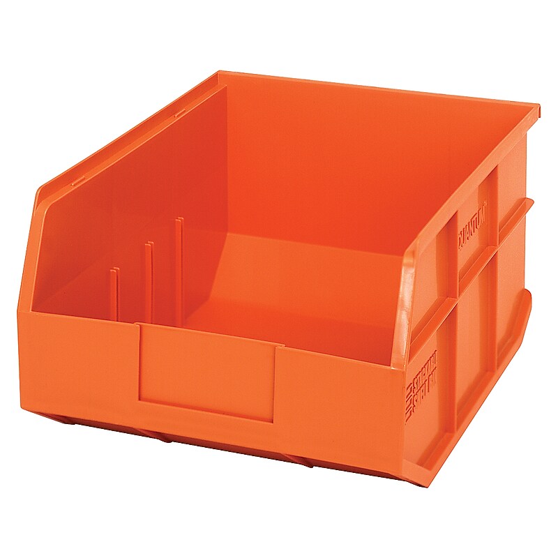 Quantum Storage Systems Small Stackable Plastic Bin, 7" x 11" x 14", Orange, 6/Case (SSB445ORCS)