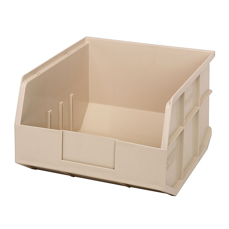 Quantum Storage Systems Small Stackable Plastic Bin, 7" x 11" x 12", Ivory, 6/Case (SSB425IVCS)
