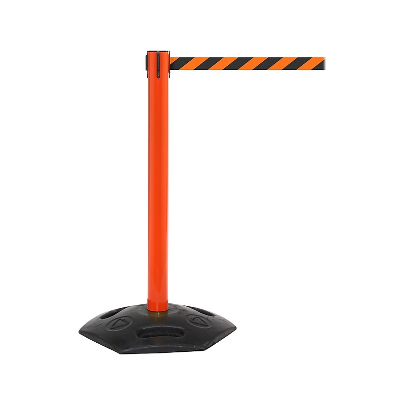 Queue Solutions WeatherMaster 250 2" Orange Nylon Crowd Control Belt Barrier, Blue (WMR250O-BL110)