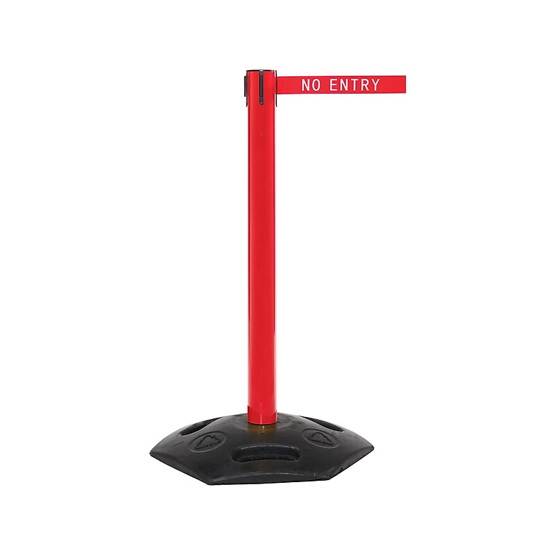 Queue Solutions WeatherMaster 300 2" Red Nylon Crowd Control Belt Barrier, Red - NO ENTRY (WMR300R-RWN110)