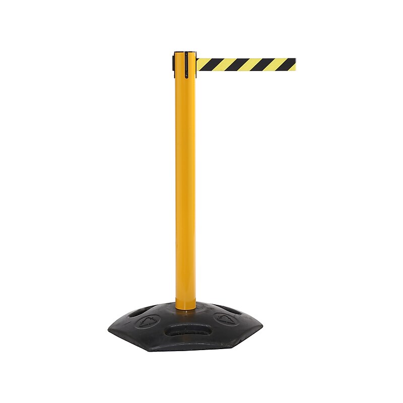 Queue Solutions WeatherMaster 300 2" Yellow Nylon Crowd Control Belt Barrier, Yellow/Black (WMR300Y-YB160)