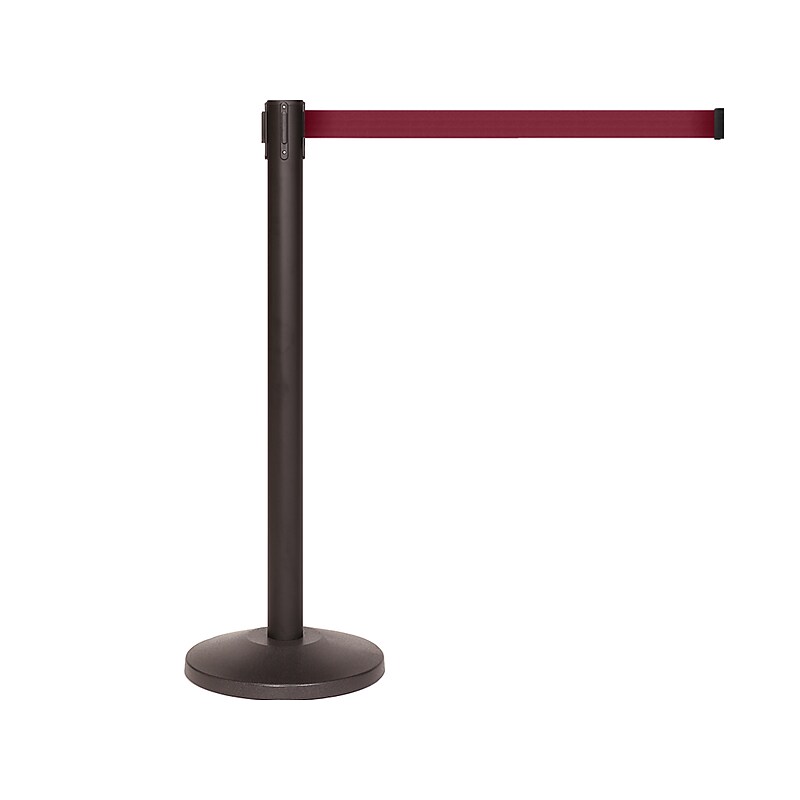 Queue Solutions QueueMaster 550 2" Nylon Crowd Control Belt Barrier, Black/Maroon (QM550B-MN110)