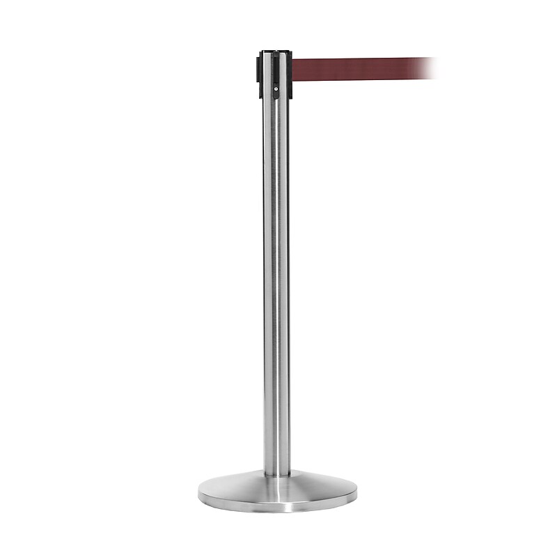 Queue Solutions QueueMaster 550 2" Nylon Crowd Control Belt Barrier, Polished Stainless/Maroon (QM550PS-MN110)