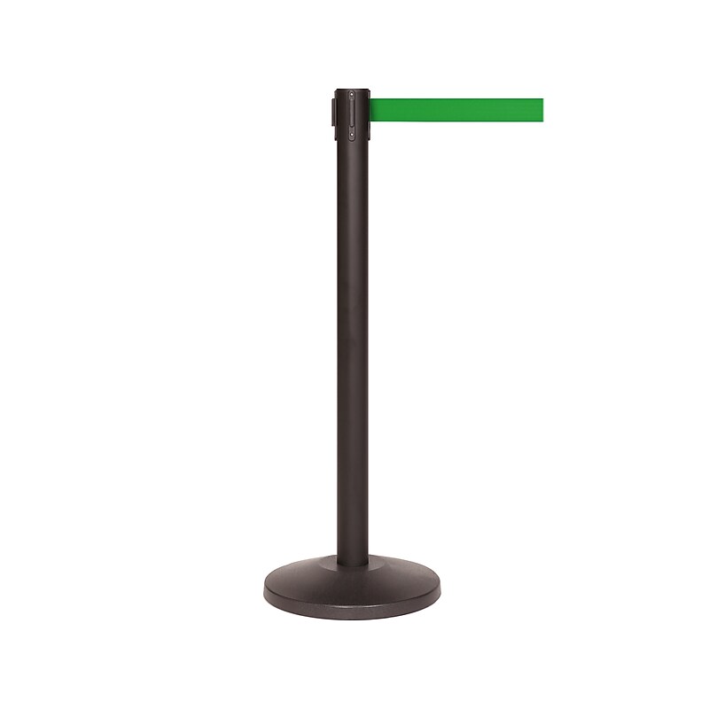 Queue Solutions QueueMaster 550 2" Nylon Crowd Control Belt Barrier, Black/Green (QM550B-GN110)
