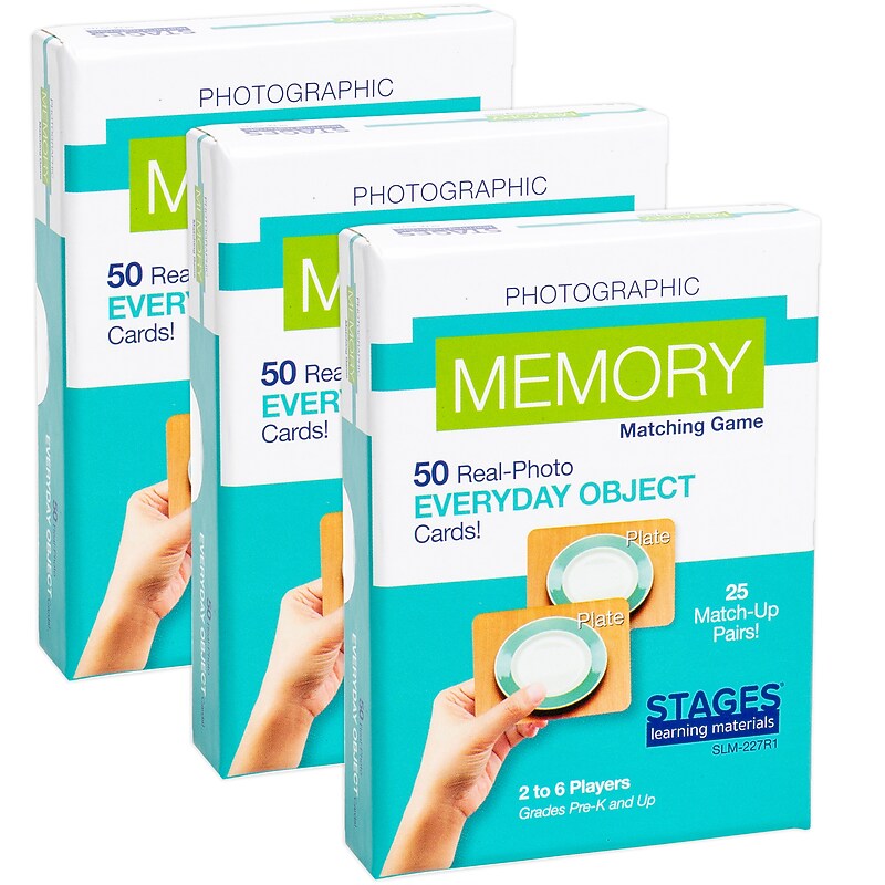 Stages Learning Materials Everyday Objects Memory Games, 3/Bundle (SLM227R1-3)