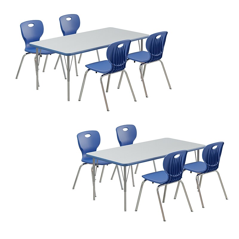 Correll Rectangular Activity Table Set, 30" x 60", Height Adjustable, Gray Granite (AP2-A3060TFREC-15-14-37-8-18)