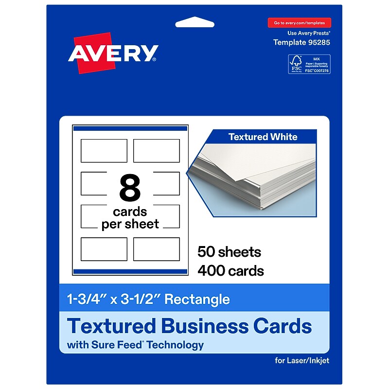 Avery Rectangle Business Cards, Matte White, 400/Pack (19479399744)