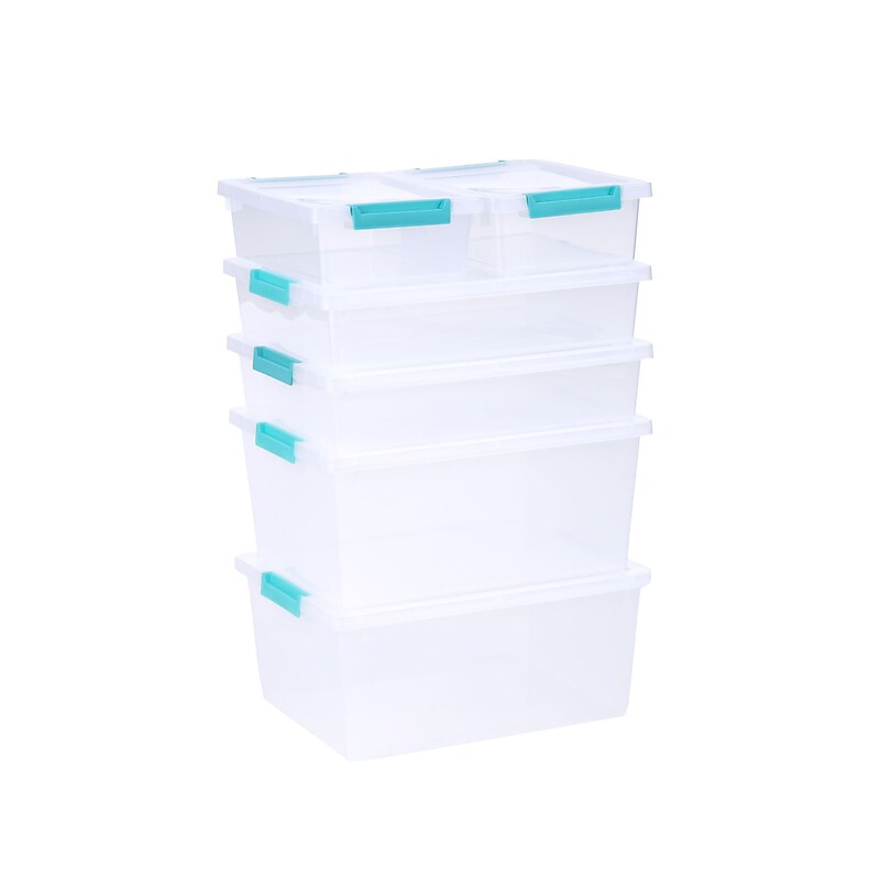 Iris Clip Box Storage Containers, Plastic, Clear, 6/Bundle (101190)