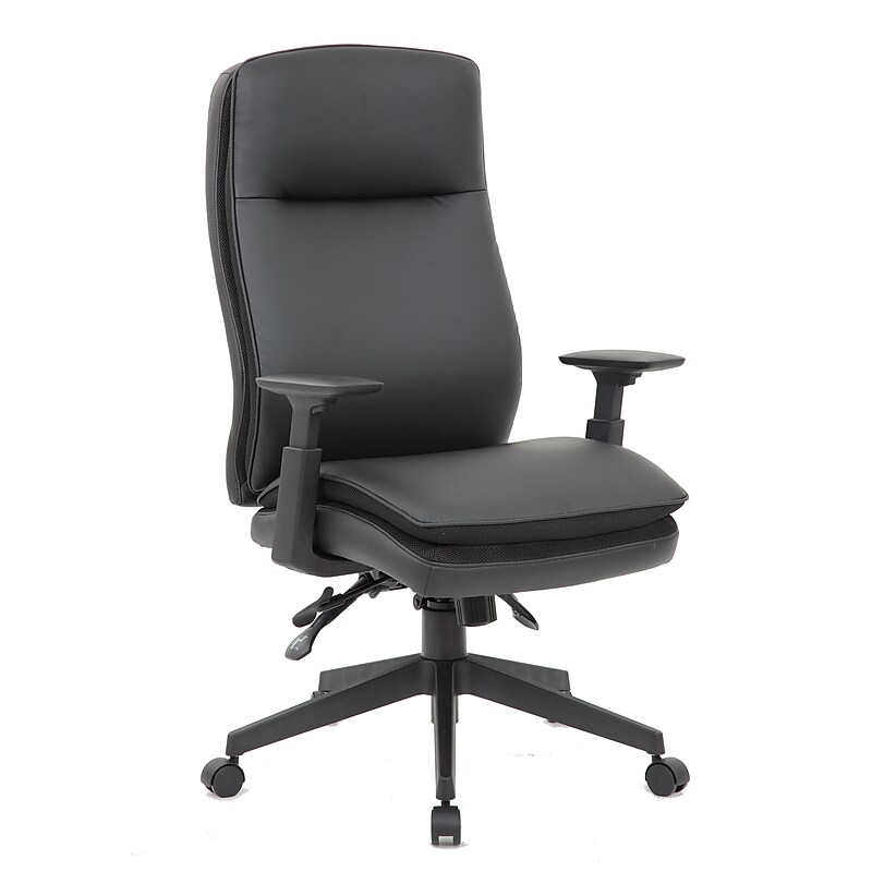 Boss Office Products Ergonomic Vinyl Swivel Executive Chair, Black (B730-BK)