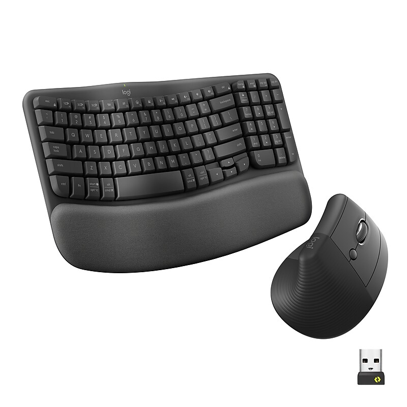 Logitech Ergo Series Wave Keys & Lift Combo Wireless Keyboard and Optical Mouse Combo, Graphite (920-013612)