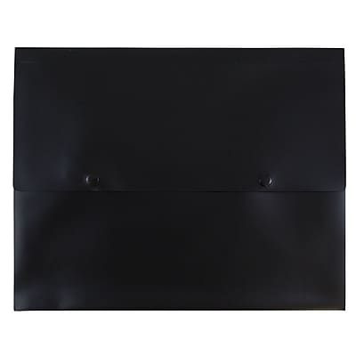 JAM Paper Plastic Portfolio with Two Button Snap Closure 1 Expansion Letter Booklet 10 x 12.5 Black Sold Individually