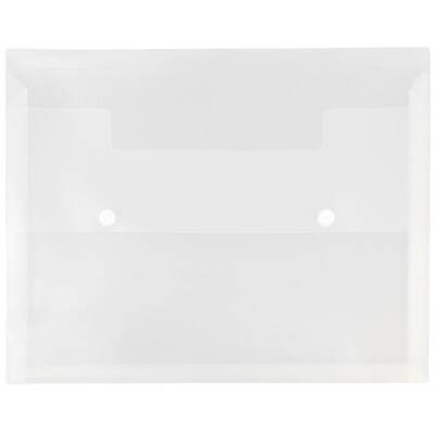 JAM Paper Plastic Portfolio with Two Button Snap Closure 1 Expansion Letter Booklet 10 x 12.5 Clear Sold Individually