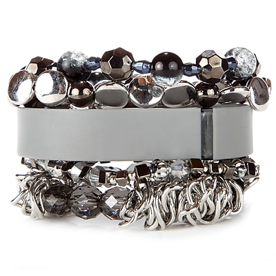 Fit & Fab Grey Stack Bracelet Set, Silver