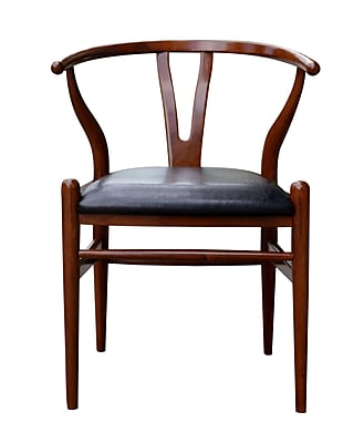 Boraam Wishbone Bonded Leather Upholstered Dining Chair Cherry 51018