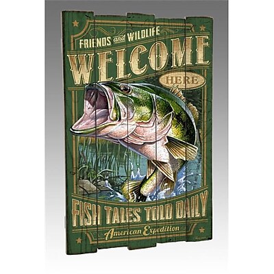 Ideaman Wooden Cabin Sign Largemouth Bass IDMN246