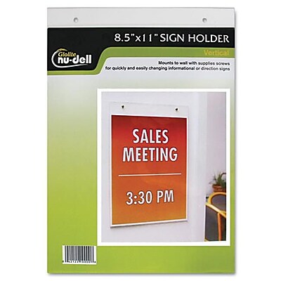 Glolite Nudell Llc Clear Plastic Sign Holder Wall Mount 8 1 2 x 11 AZERTY20692
