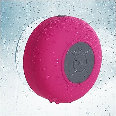 Insten Hot Pink Bluetooth 3.0 Wireless Waterproof Speaker w Handsfree Call Mic for Shower Car iPhone Smartphone Tablet