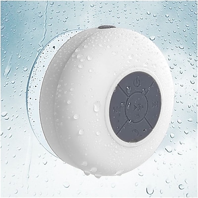 Insten White Bluetooth 3.0 Wireless Waterproof Speaker w Handsfree Call Mic for Shower Car iPhone Smartphone Tablet MP3