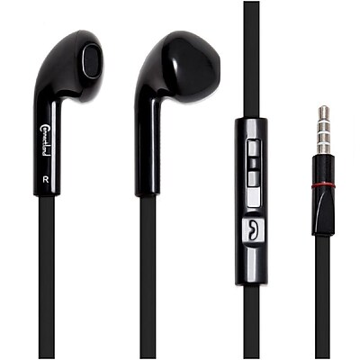 Connectland In Ear Headset with In Line Mic and One Button Call Black