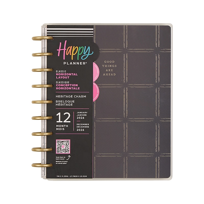 2026 Me & My Big Ideas Happy Planner 8.75" x 1.25" Calendar Year Weekly & Monthly Standard Planner, Plastic Cover (PD0108C012) image 1