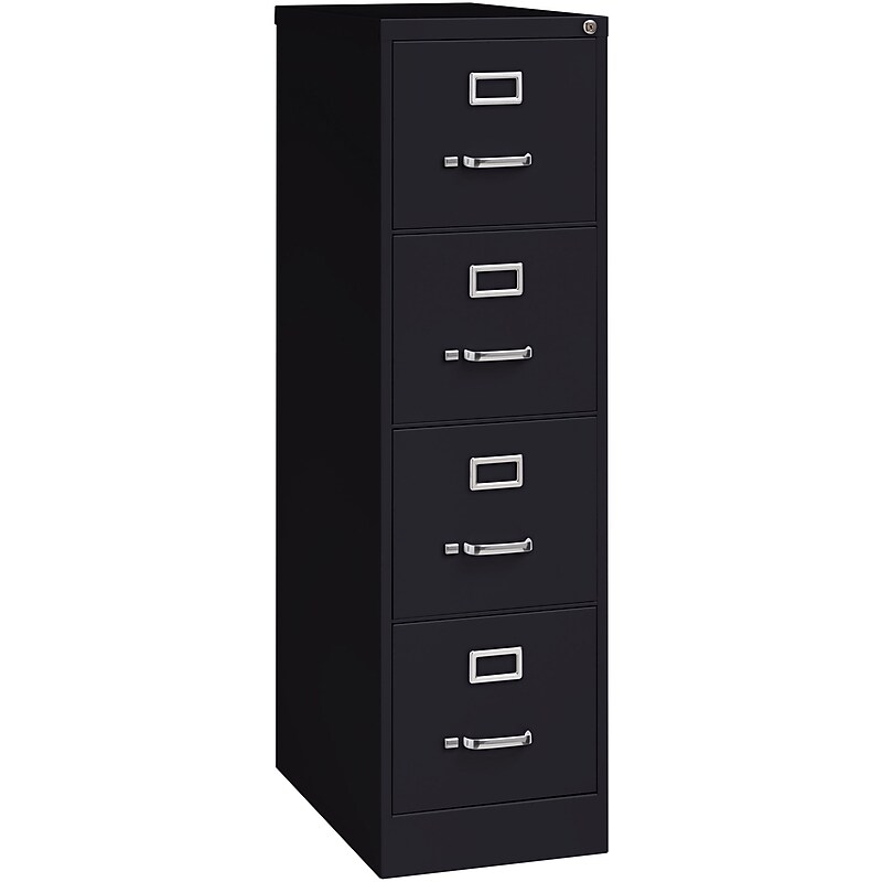 Lorell 4-Drawer Vertical File with Lock, Black, 52"H x 15"W x 25"D (LLR60650) image 1