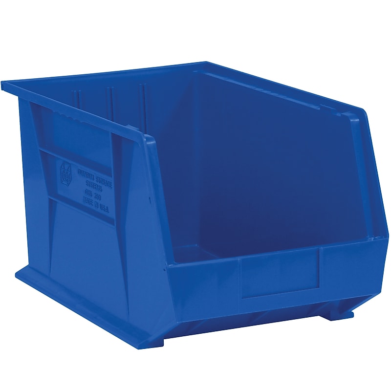 BOX 10 3/4" x 8 1/4" x 7" Plastic Stack and Hang Bin Box, Blue image 1
