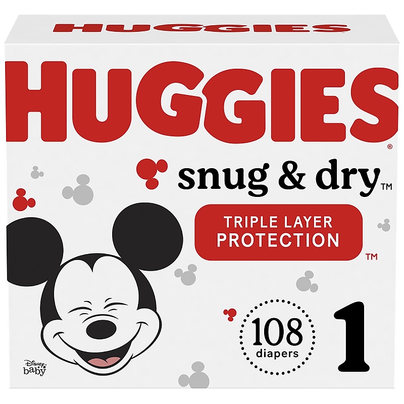 Huggies Snug & Dry Diapers, Size 1, 108 Count (54645) image 1