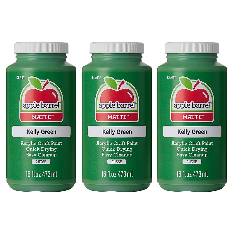 Apple Barrel Acrylic Paint Matte, 16oz., Kelly Green, 3/Pack(APP21136E-3) image 1