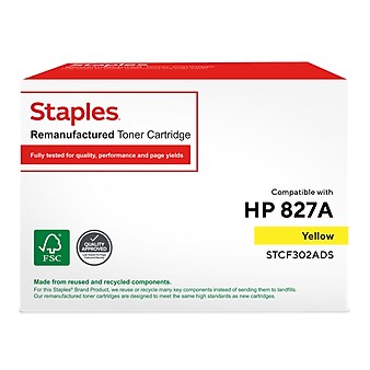 Staples Remanufactured Yellow Standard Yield Toner Cartridge Replacement for HP 827A (TRCF302ADS/STCF302ADS)